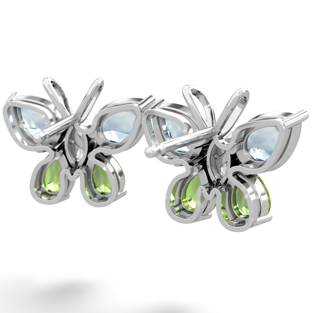 Aquamarine Butterfly 14K White Gold earrings E2215