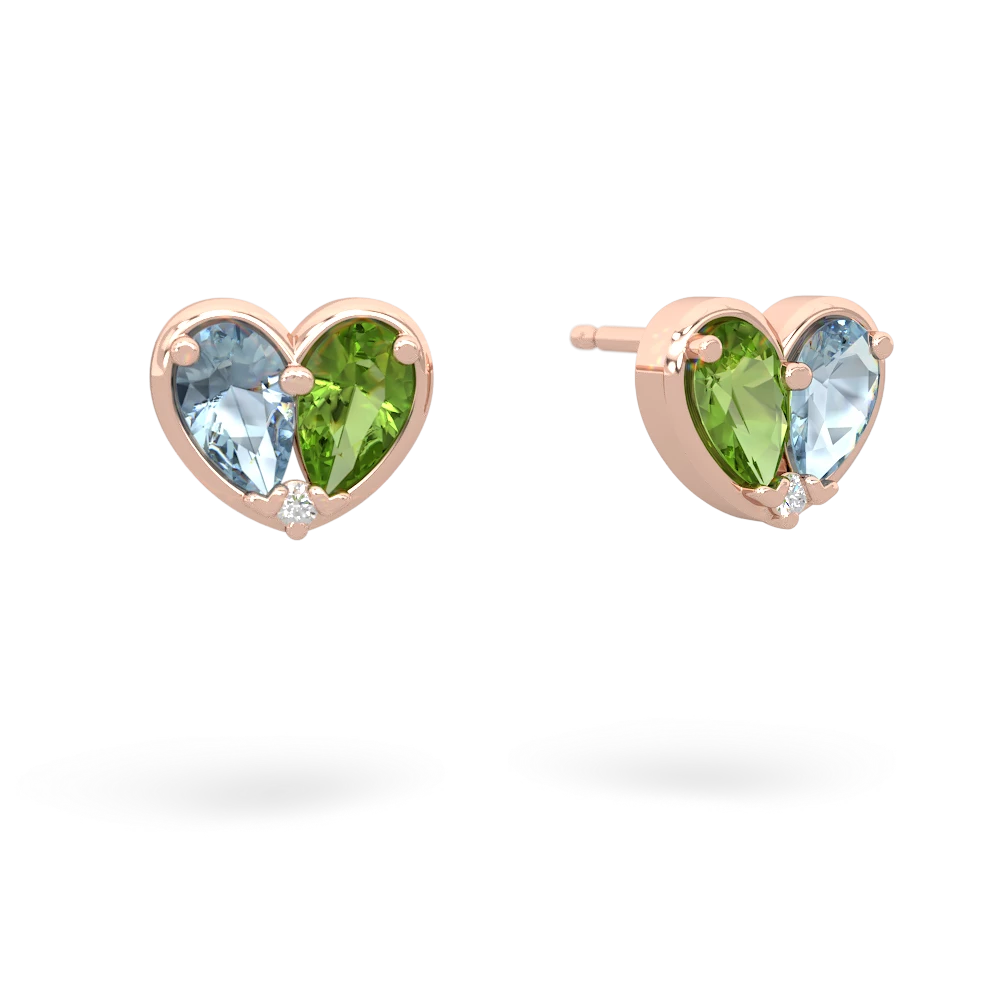 Aquamarine 'Our Heart' 14K Rose Gold earrings E5072