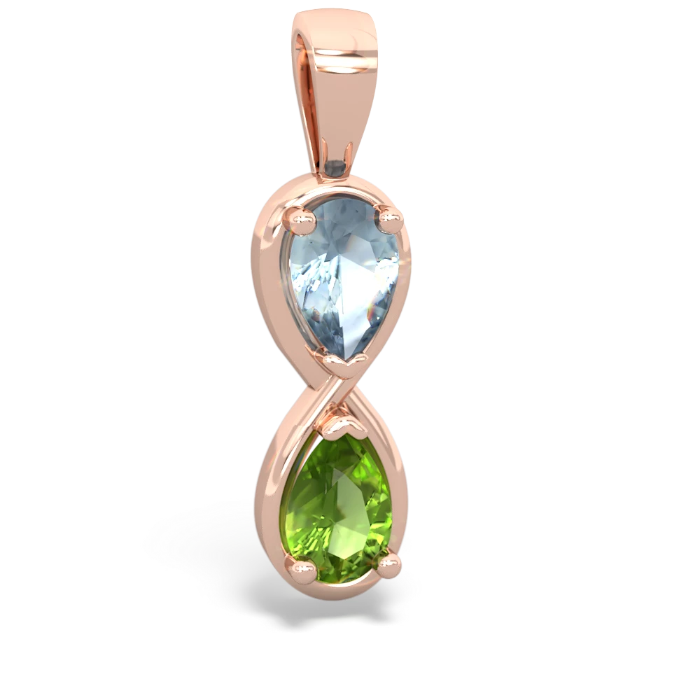 Aquamarine Infinity 14K Rose Gold pendant P5050