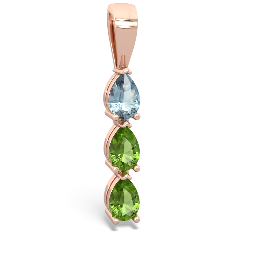 Aquamarine Dew Drops 14K Rose Gold pendant P2251