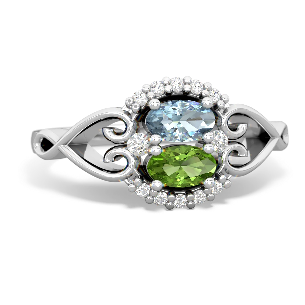 Aquamarine Love Nest 14K White Gold ring R5860