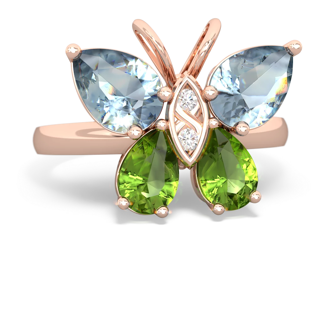 Aquamarine Butterfly 14K Rose Gold ring R2215