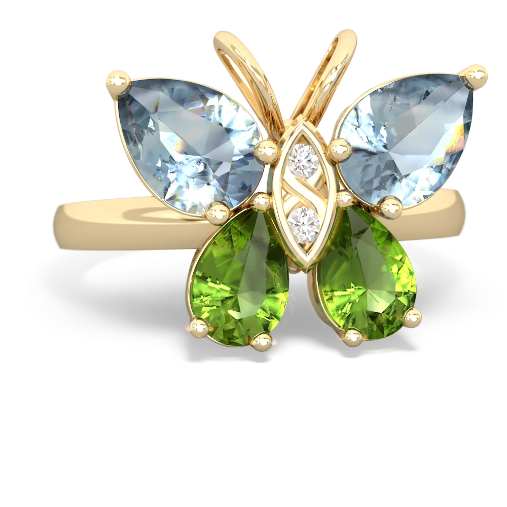 Aquamarine Butterfly 14K Yellow Gold ring R2215