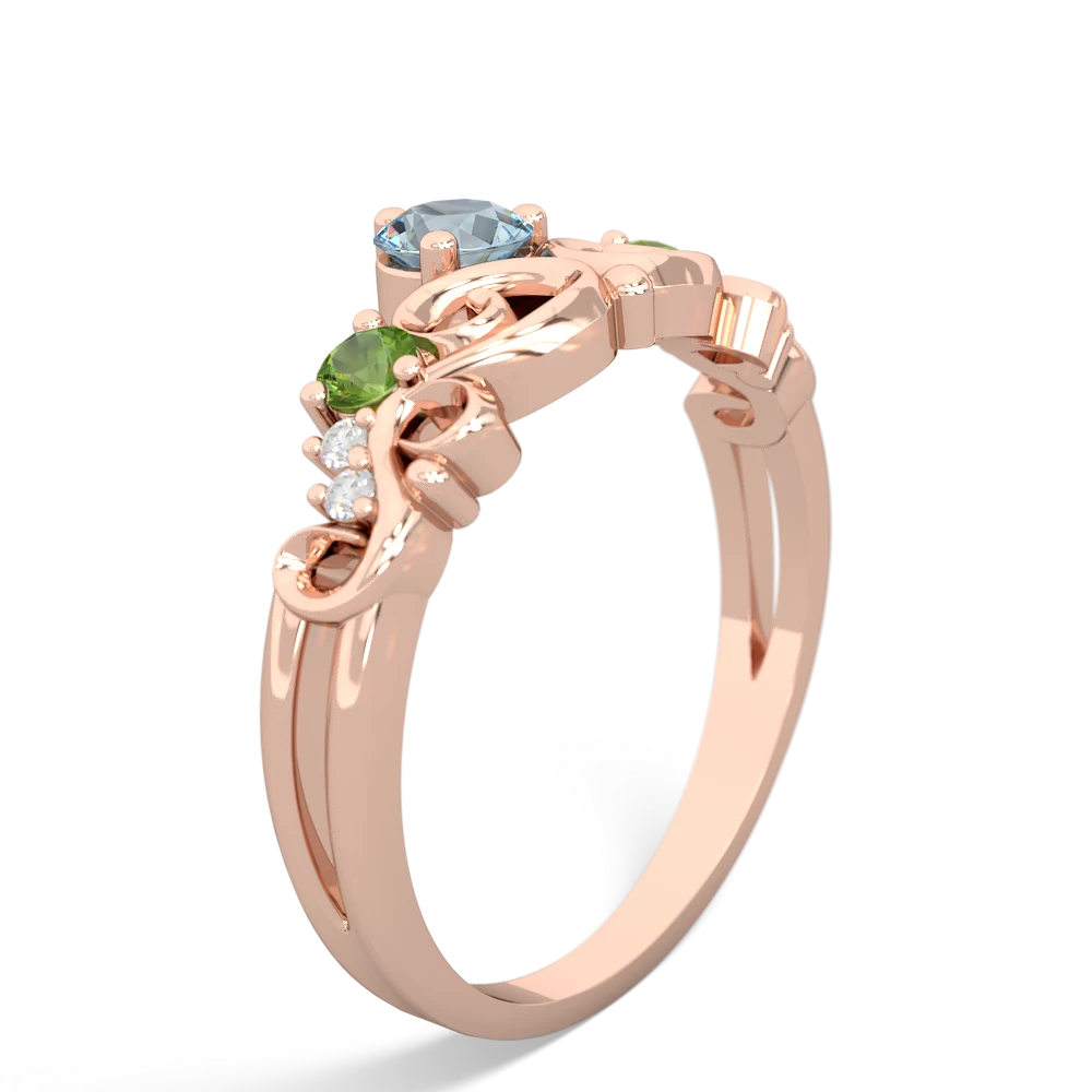 Aquamarine Crown Keepsake 14K Rose Gold ring R5740