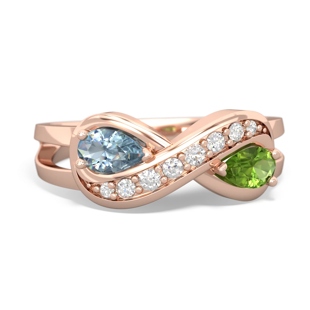 Aquamarine Diamond Infinity 14K Rose Gold ring R5390