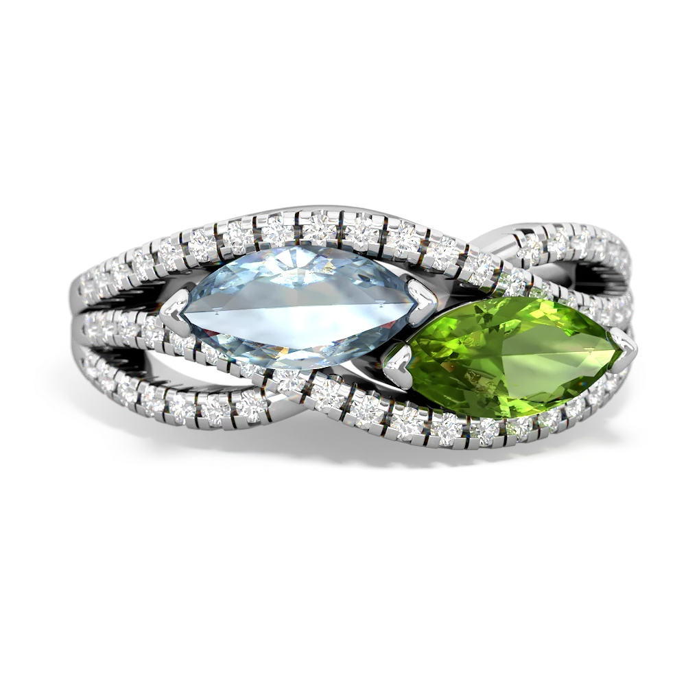 Aquamarine Diamond Rivers 14K White Gold ring R3070