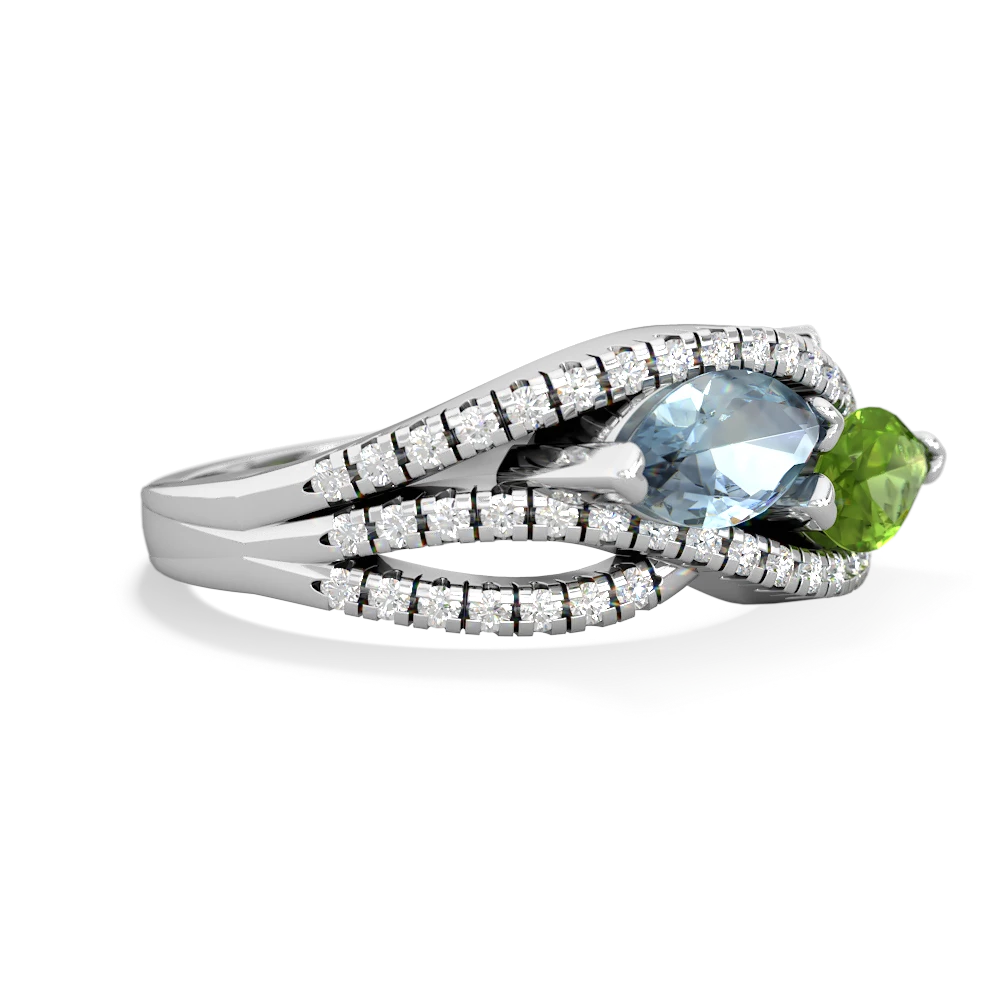 Aquamarine Diamond Rivers 14K White Gold ring R3070