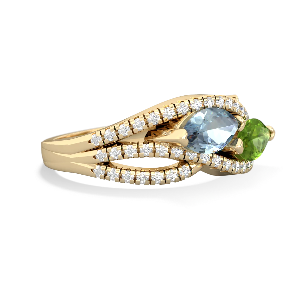 Aquamarine Diamond Rivers 14K Yellow Gold ring R3070