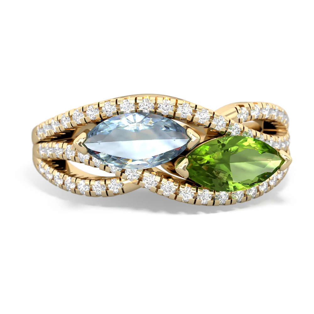 Aquamarine Diamond Rivers 14K Yellow Gold ring R3070