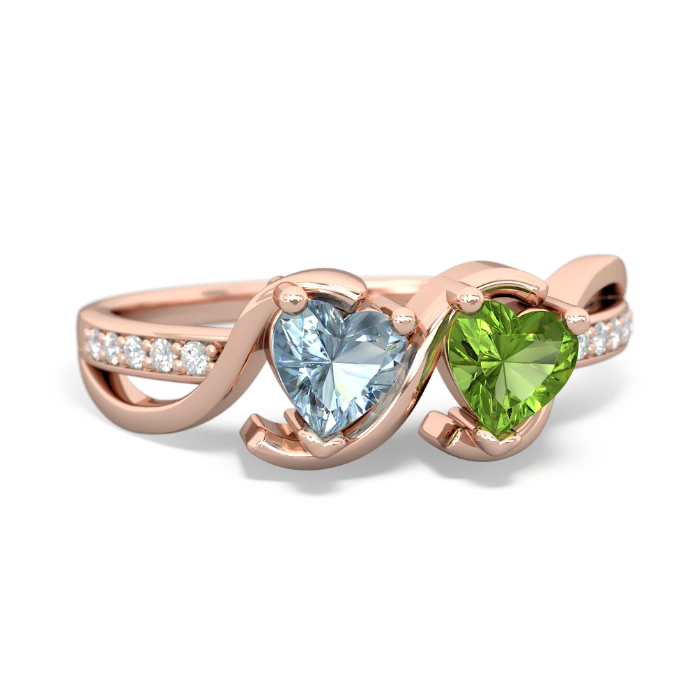 Aquamarine Side By Side 14K Rose Gold ring R3090