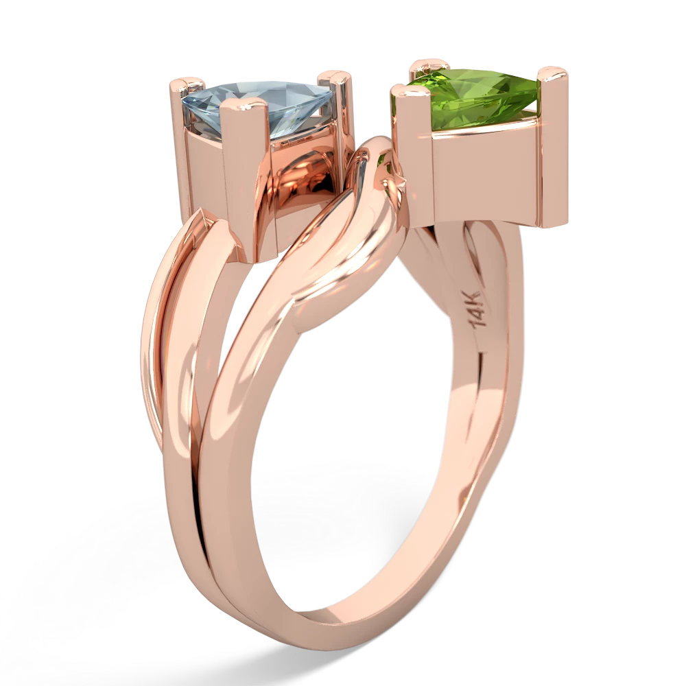 Aquamarine Split Band Swirl 14K Rose Gold ring R2341