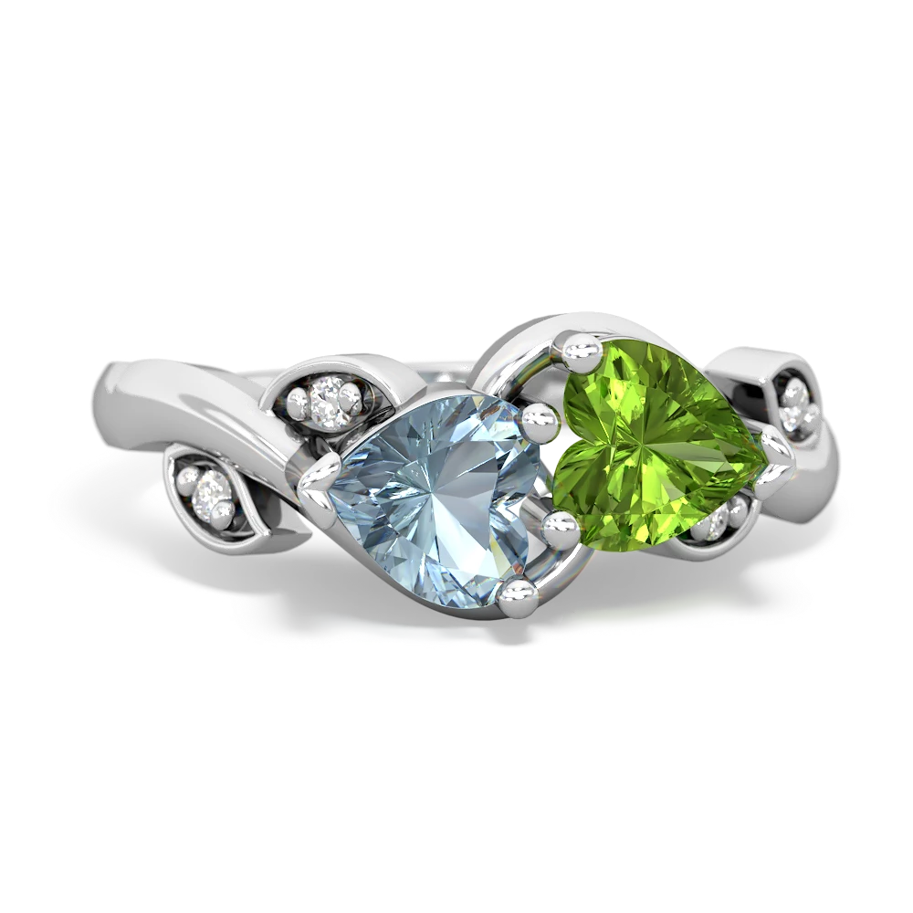 Aquamarine Floral Elegance 14K White Gold ring R5790