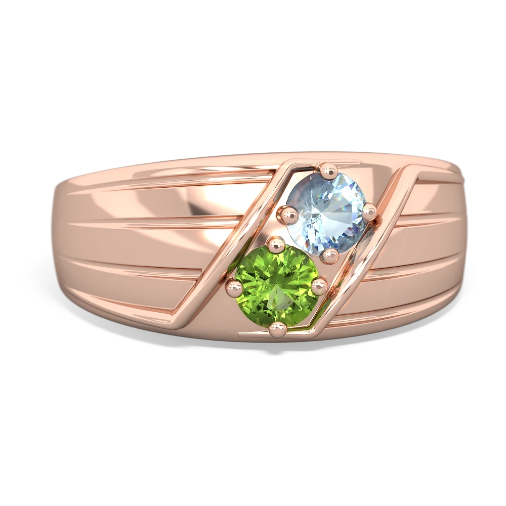 Aquamarine Men's Streamline 14K Rose Gold ring R0460