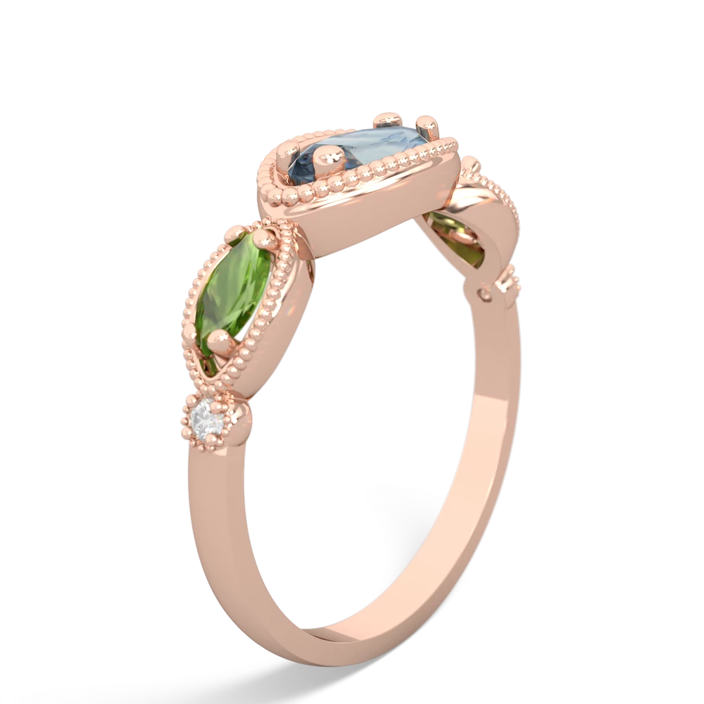 Aquamarine Milgrain Marquise 14K Rose Gold ring R5700