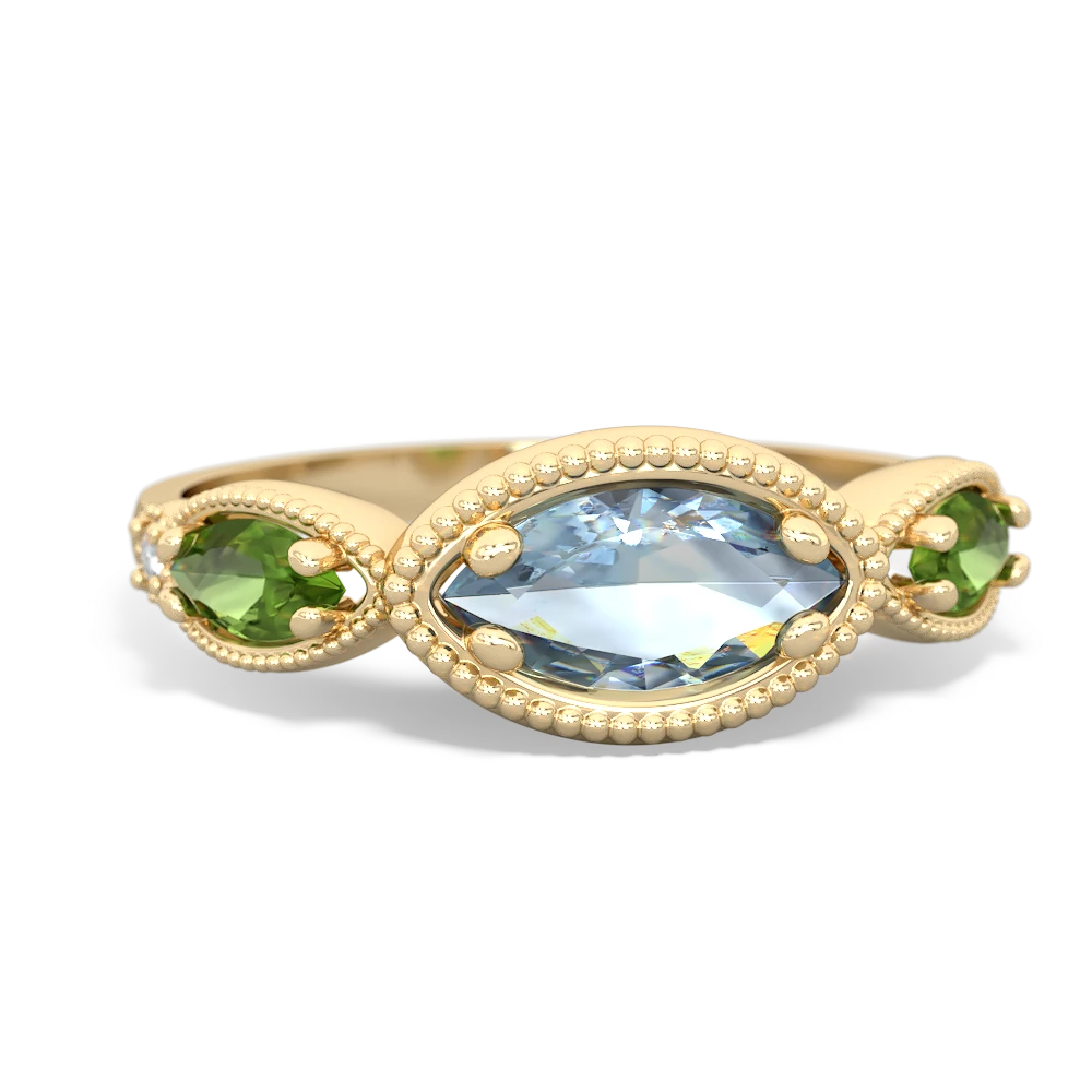 Aquamarine Milgrain Marquise 14K Yellow Gold ring R5700