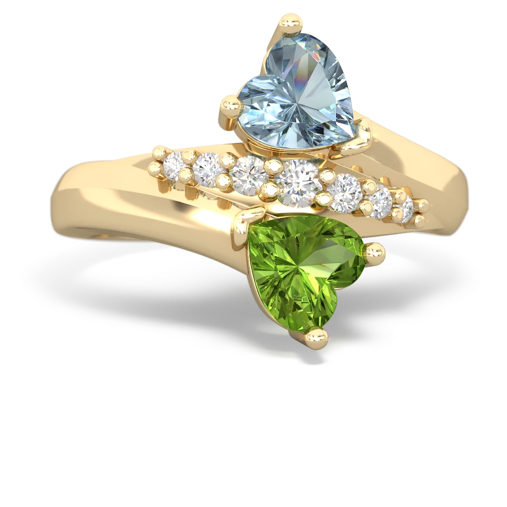 Aquamarine Heart To Heart 14K Yellow Gold ring R2064