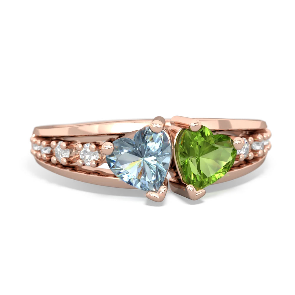 Aquamarine Heart To Heart 14K Rose Gold ring R3342