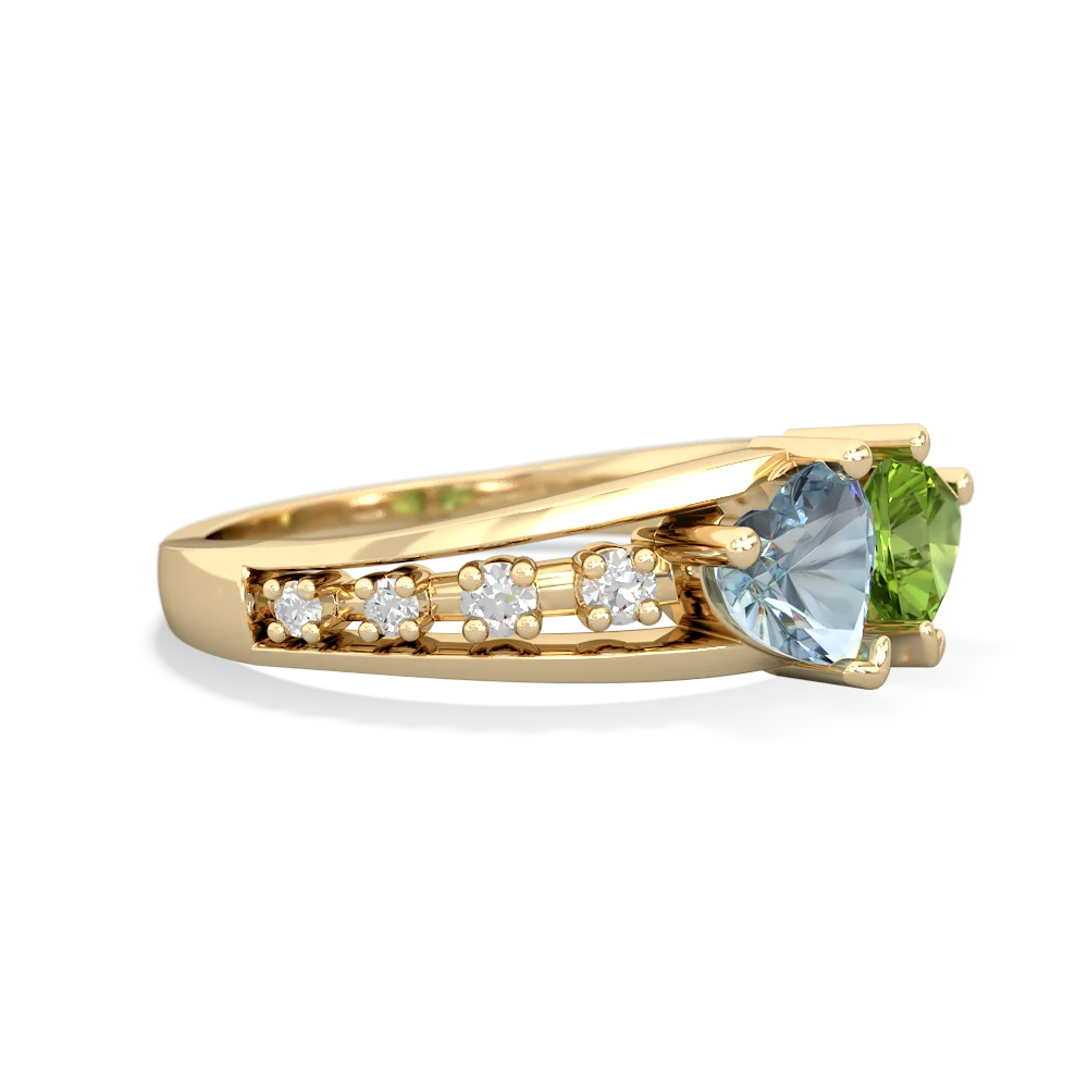 Aquamarine Heart To Heart 14K Yellow Gold ring R3342