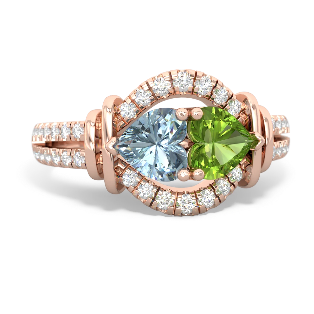 Aquamarine Art-Deco Keepsake 14K Rose Gold ring R5630