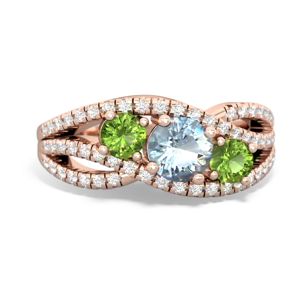Aquamarine Three Stone Aurora 14K Rose Gold ring R3080