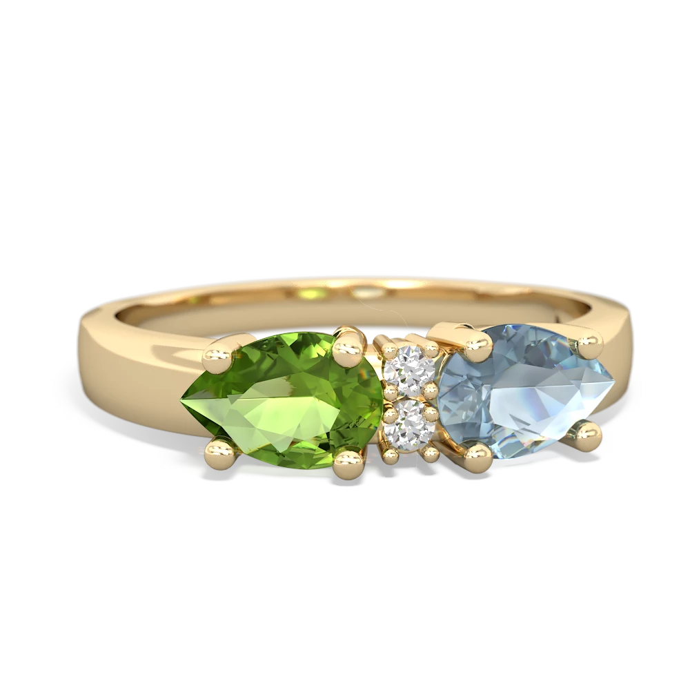 Aquamarine Pear Bowtie 14K Yellow Gold ring R0865