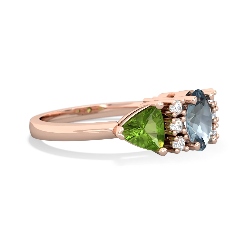 Aquamarine Antique Style Three Stone 14K Rose Gold ring R2186