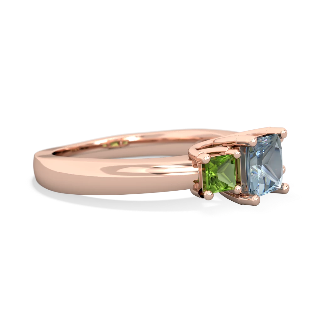 Aquamarine Three Stone Trellis 14K Rose Gold ring R4015