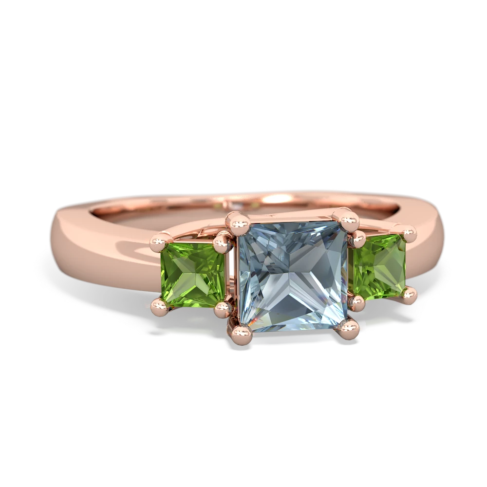 Aquamarine Three Stone Trellis 14K Rose Gold ring R4015