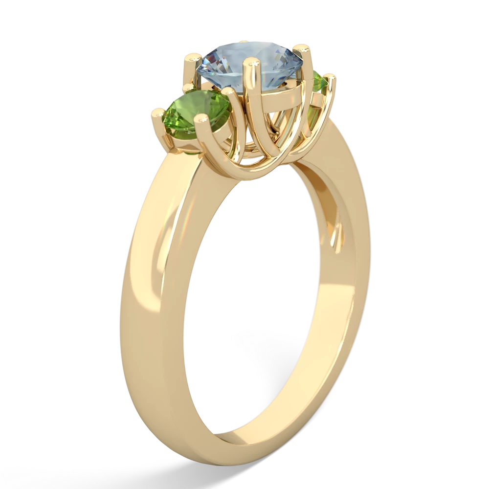 Aquamarine Three Stone Round Trellis 14K Yellow Gold ring R4018