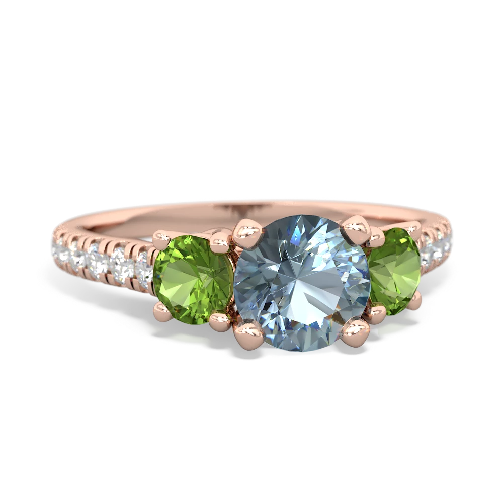 Aquamarine Pave Trellis 14K Rose Gold ring R5500