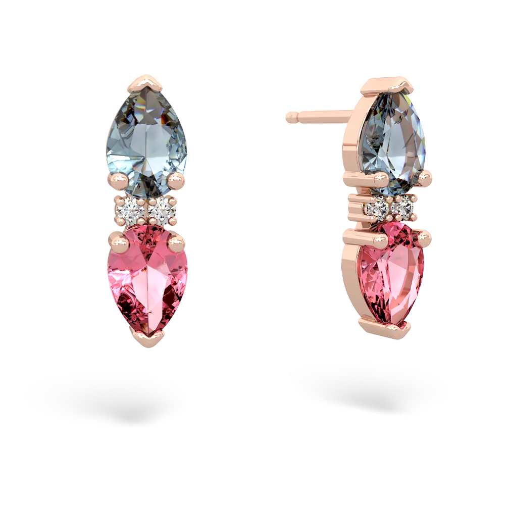 Aquamarine Bowtie Drop 14K Rose Gold earrings E0865