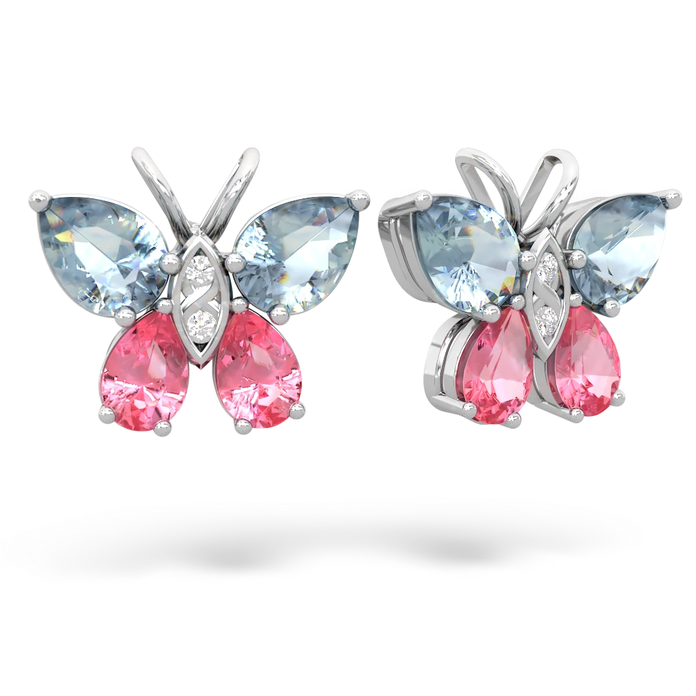 Aquamarine Butterfly 14K White Gold earrings E2215