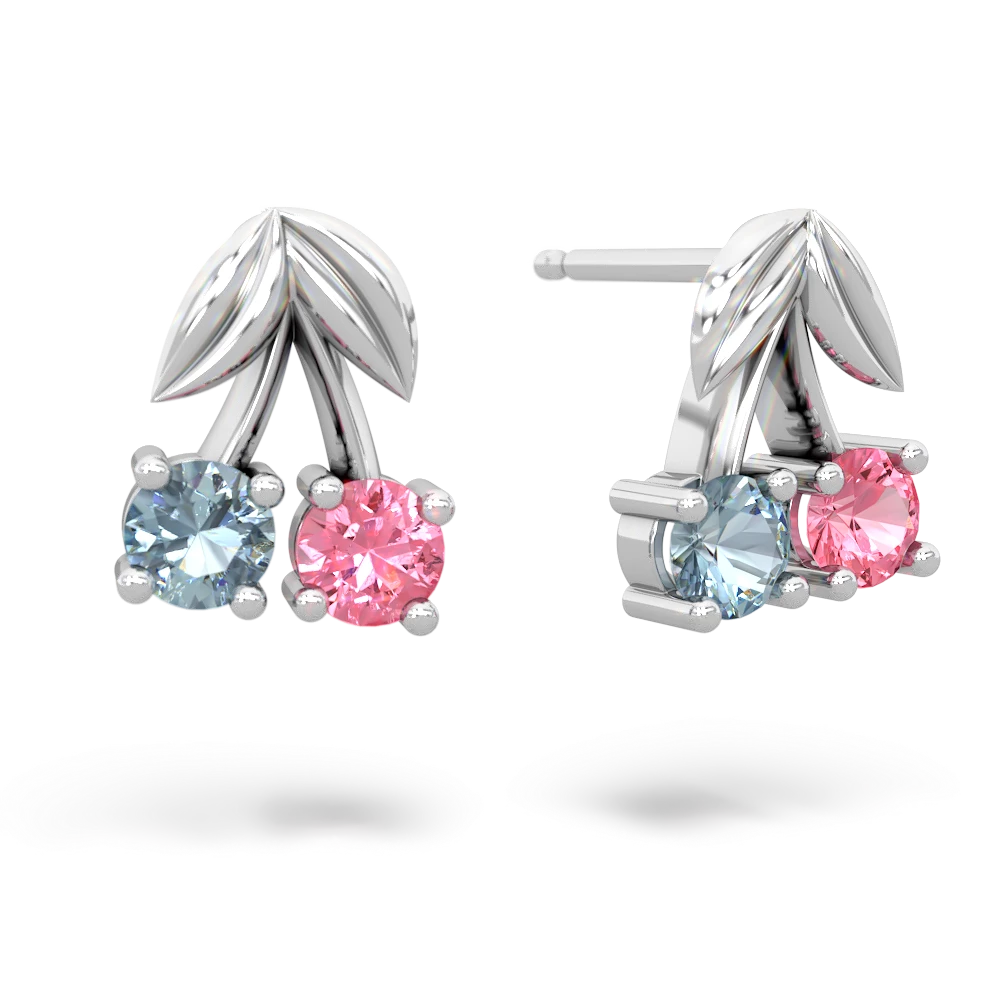 Aquamarine Sweet Cherries 14K White Gold earrings E7001