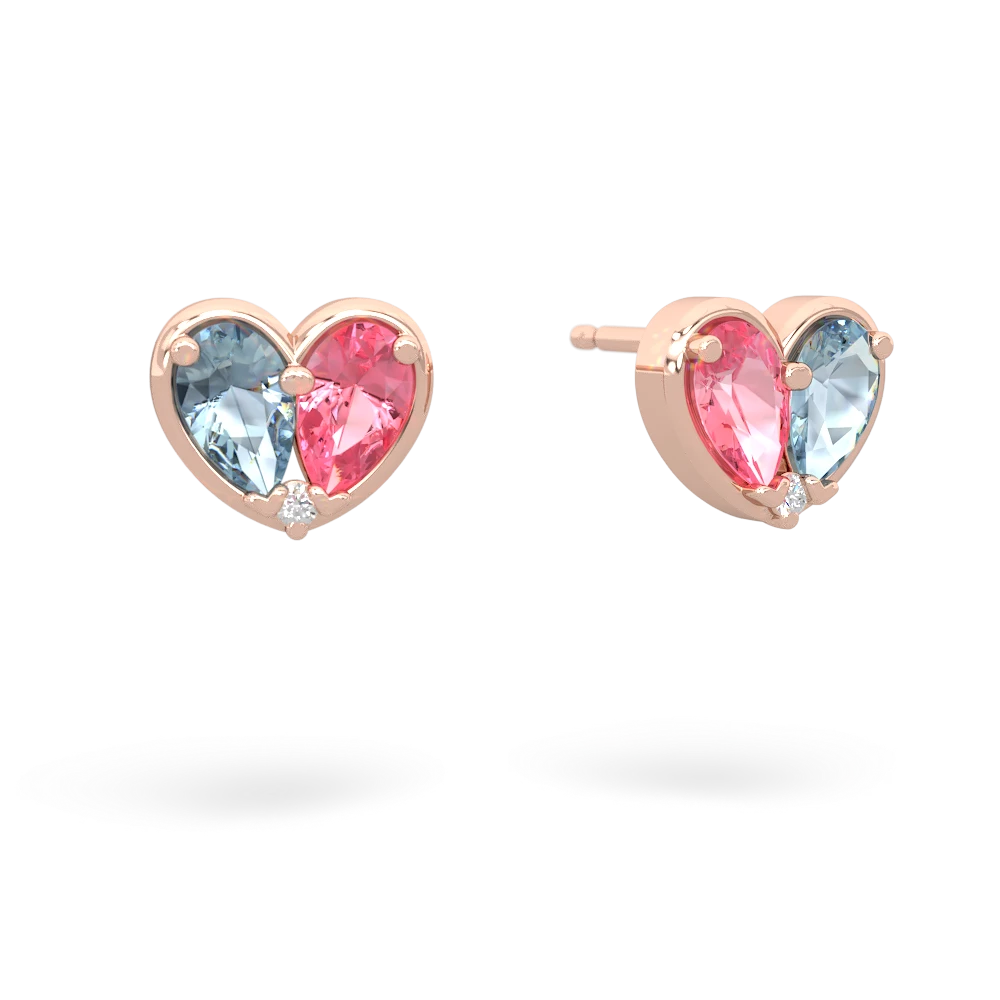 Aquamarine 'Our Heart' 14K Rose Gold earrings E5072