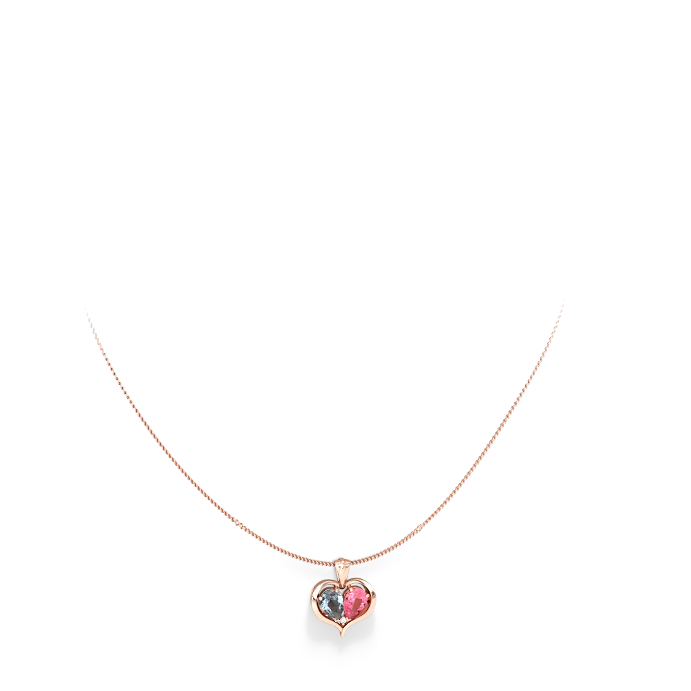 Aquamarine Two Become One 14K Rose Gold pendant P5330