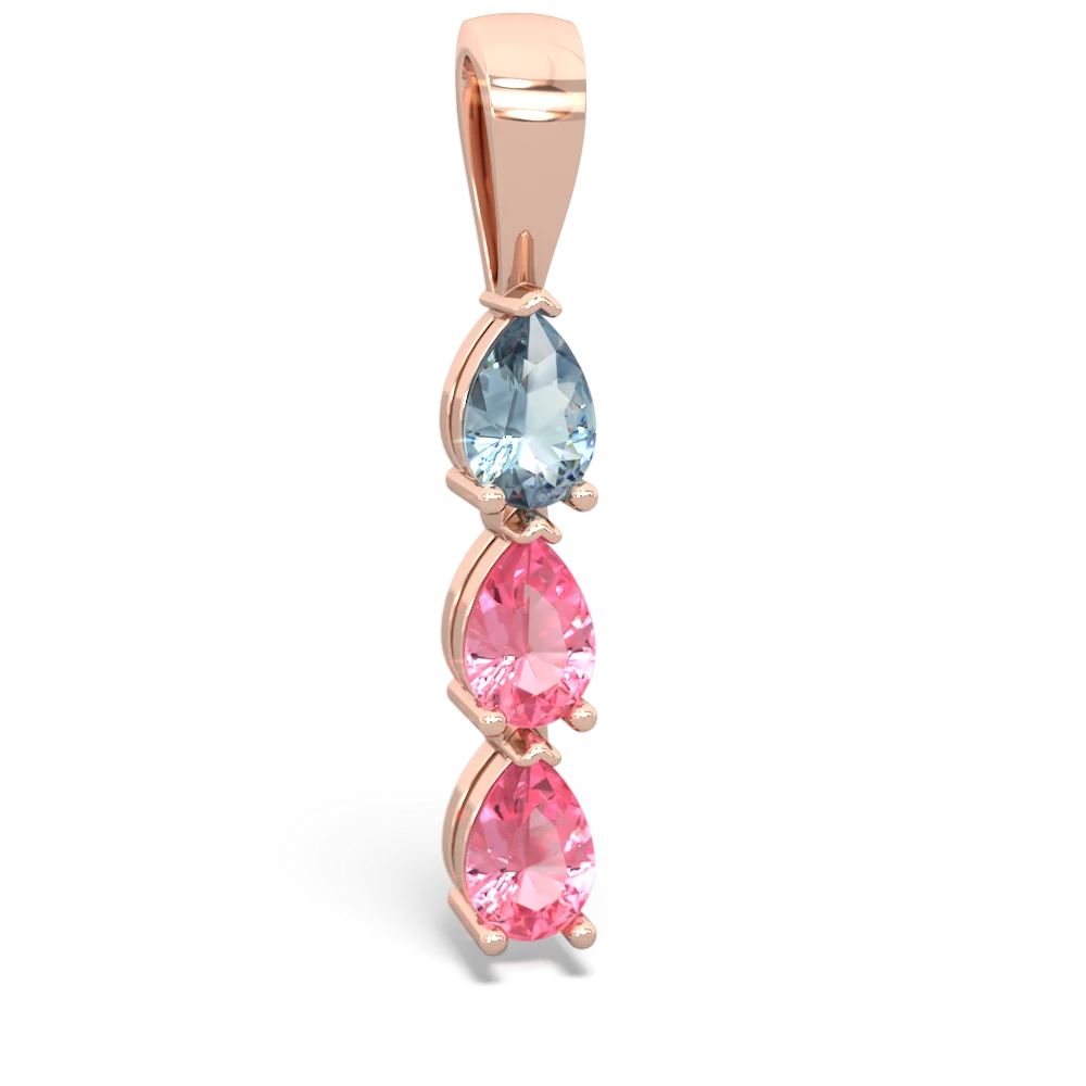 Aquamarine Dew Drops 14K Rose Gold pendant P2251