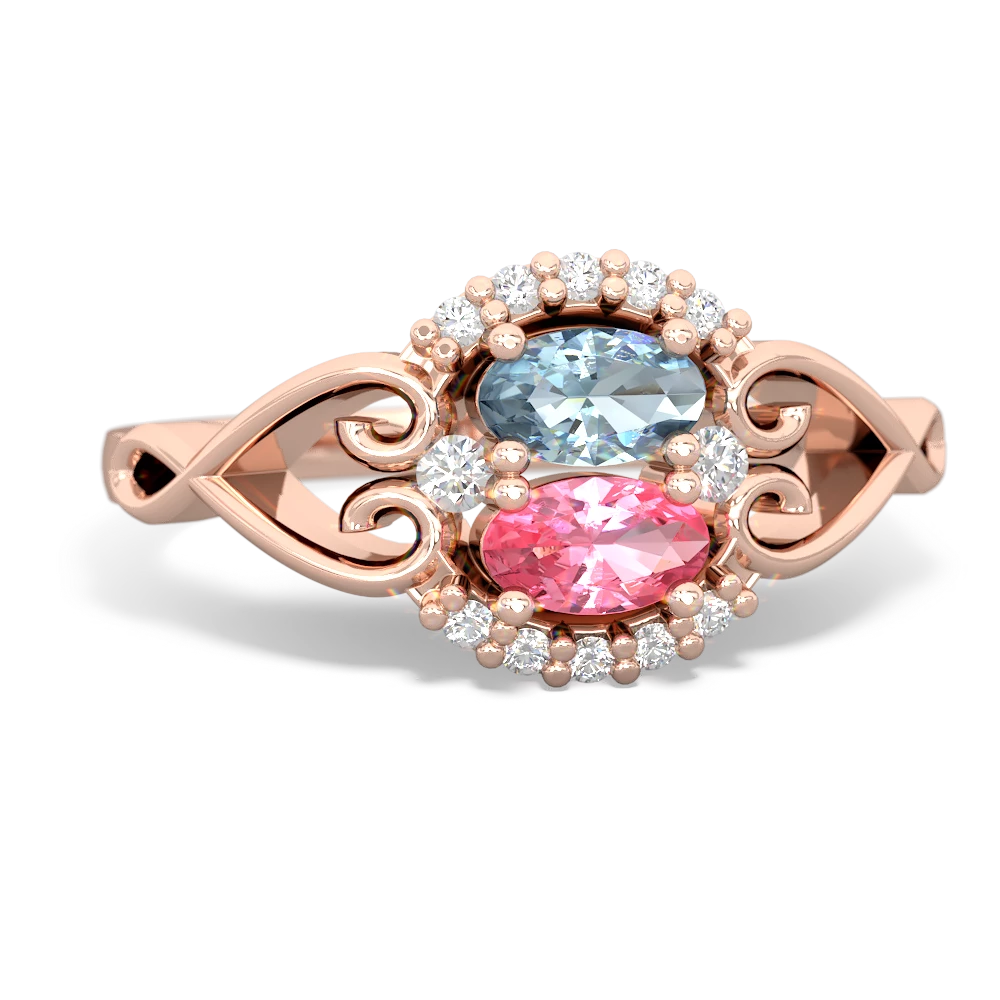 Aquamarine Love Nest 14K Rose Gold ring R5860