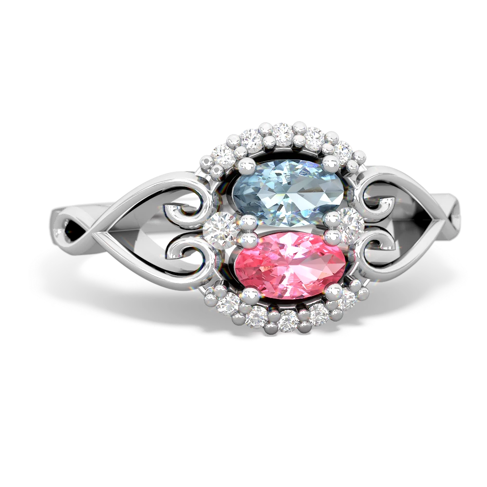 Aquamarine Love Nest 14K White Gold ring R5860