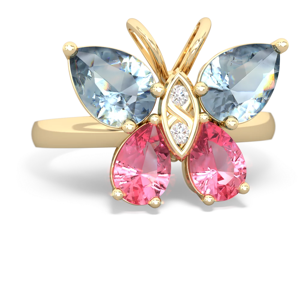 Aquamarine Butterfly 14K Yellow Gold ring R2215