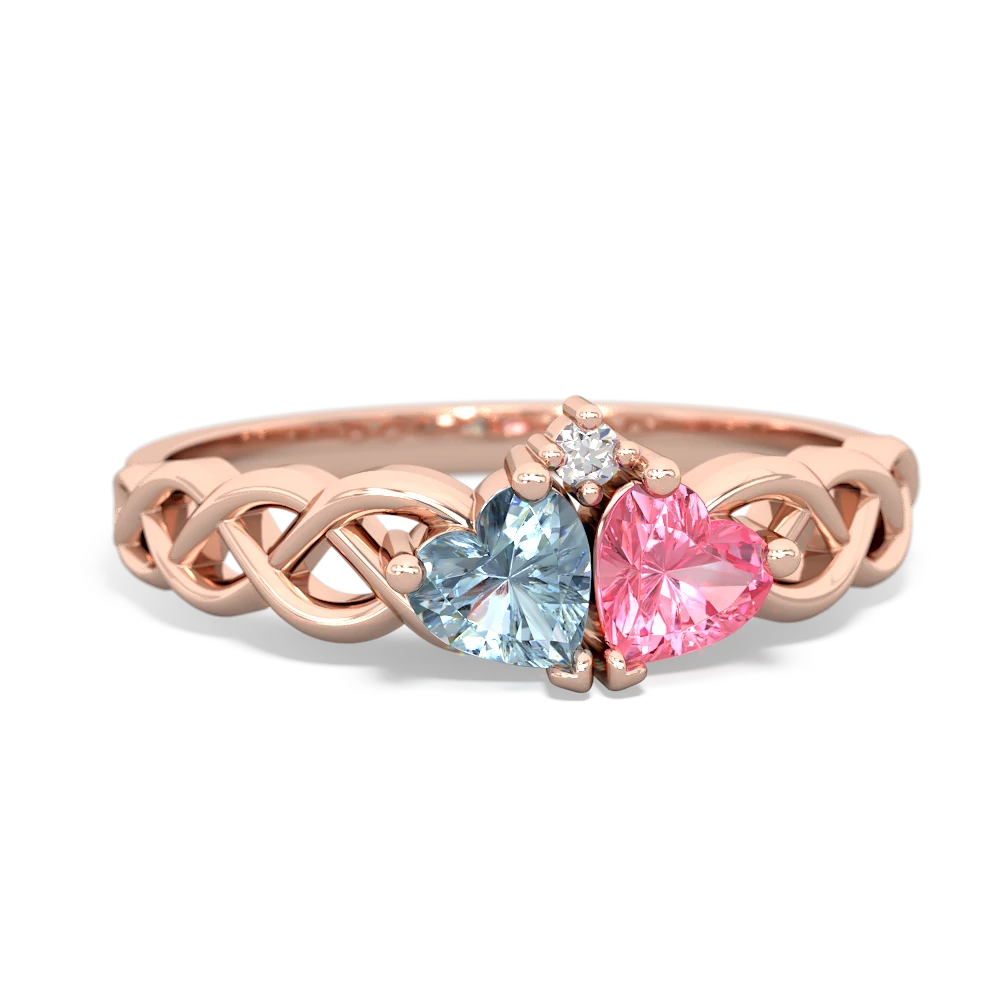 Aquamarine Heart To Heart Braid 14K Rose Gold ring R5870