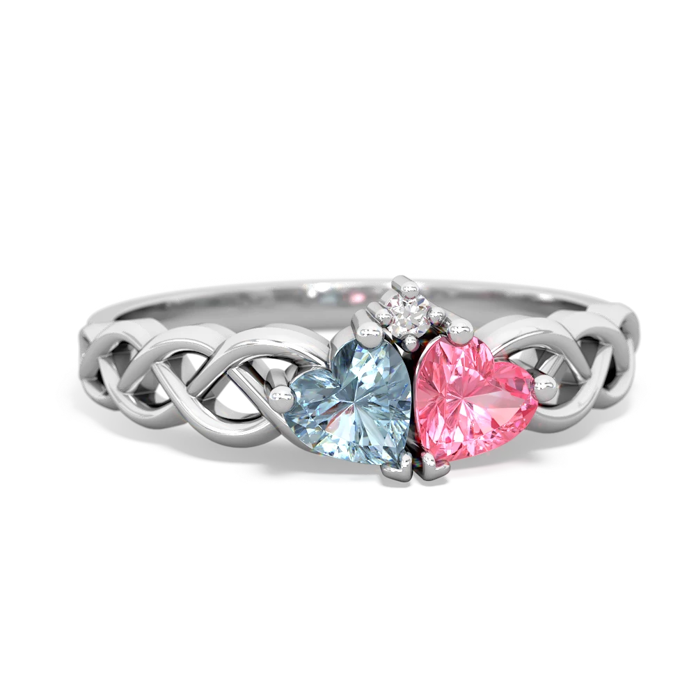 Aquamarine Heart To Heart Braid 14K White Gold ring R5870