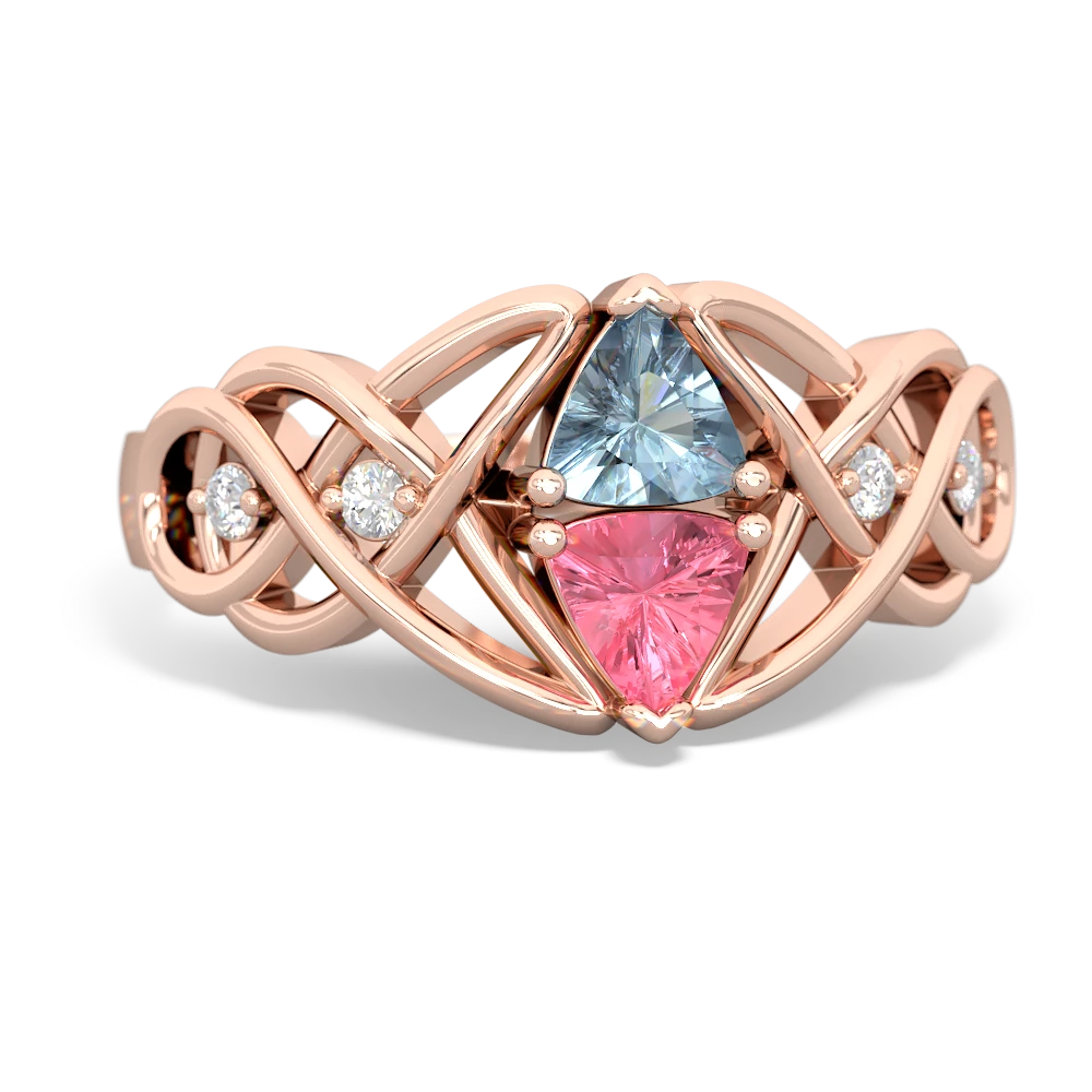 Aquamarine Keepsake Celtic Knot 14K Rose Gold ring R5300