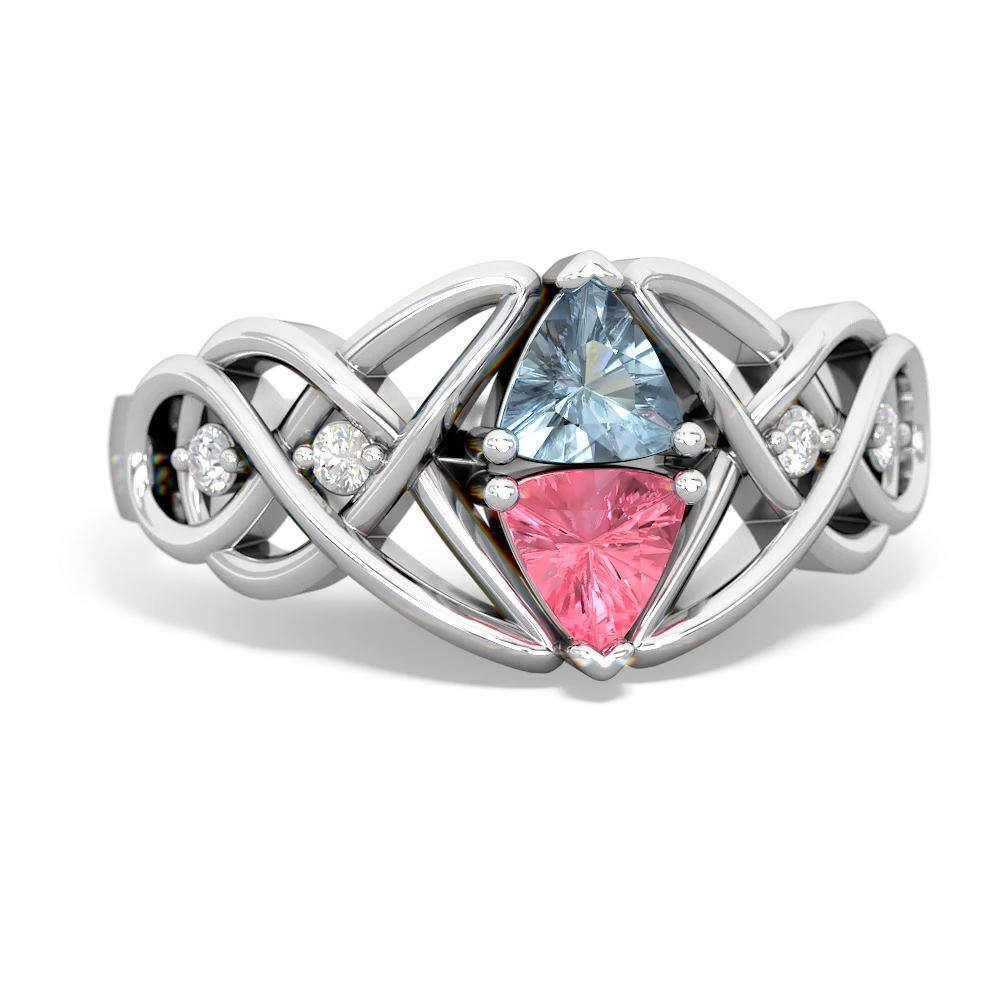 Aquamarine Keepsake Celtic Knot 14K White Gold ring R5300