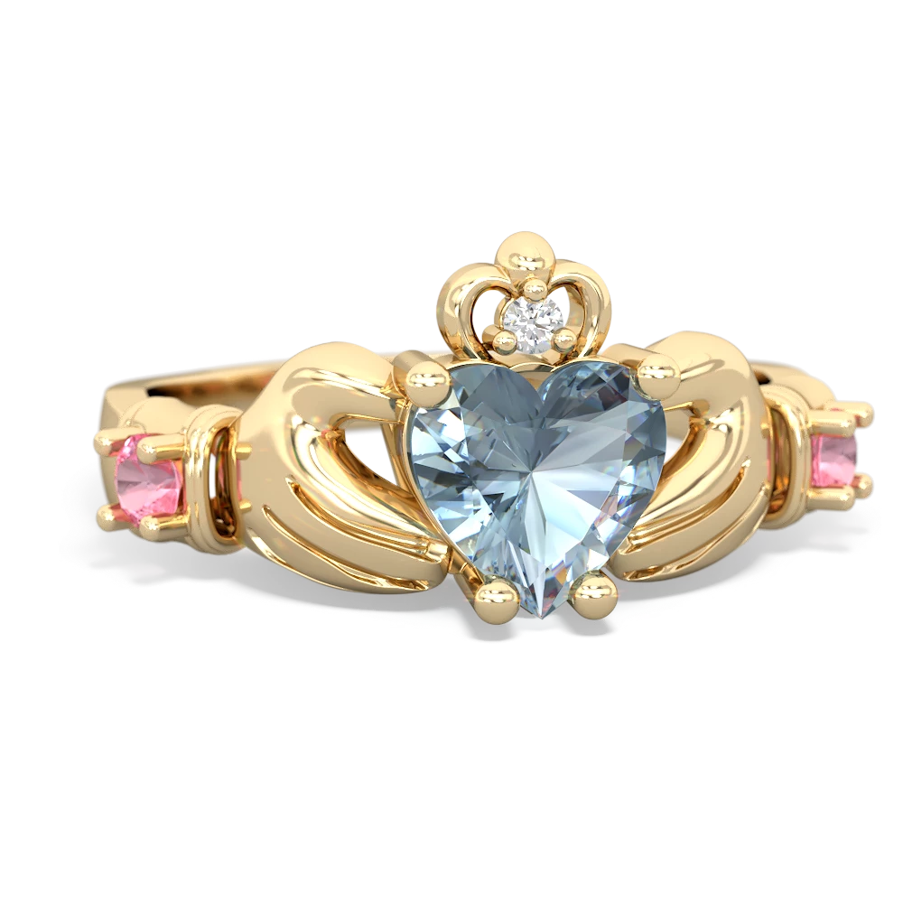 Aquamarine Claddagh Keepsake 14K Yellow Gold ring R5245