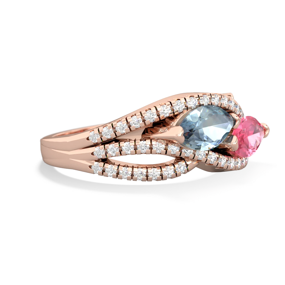 Aquamarine Diamond Rivers 14K Rose Gold ring R3070