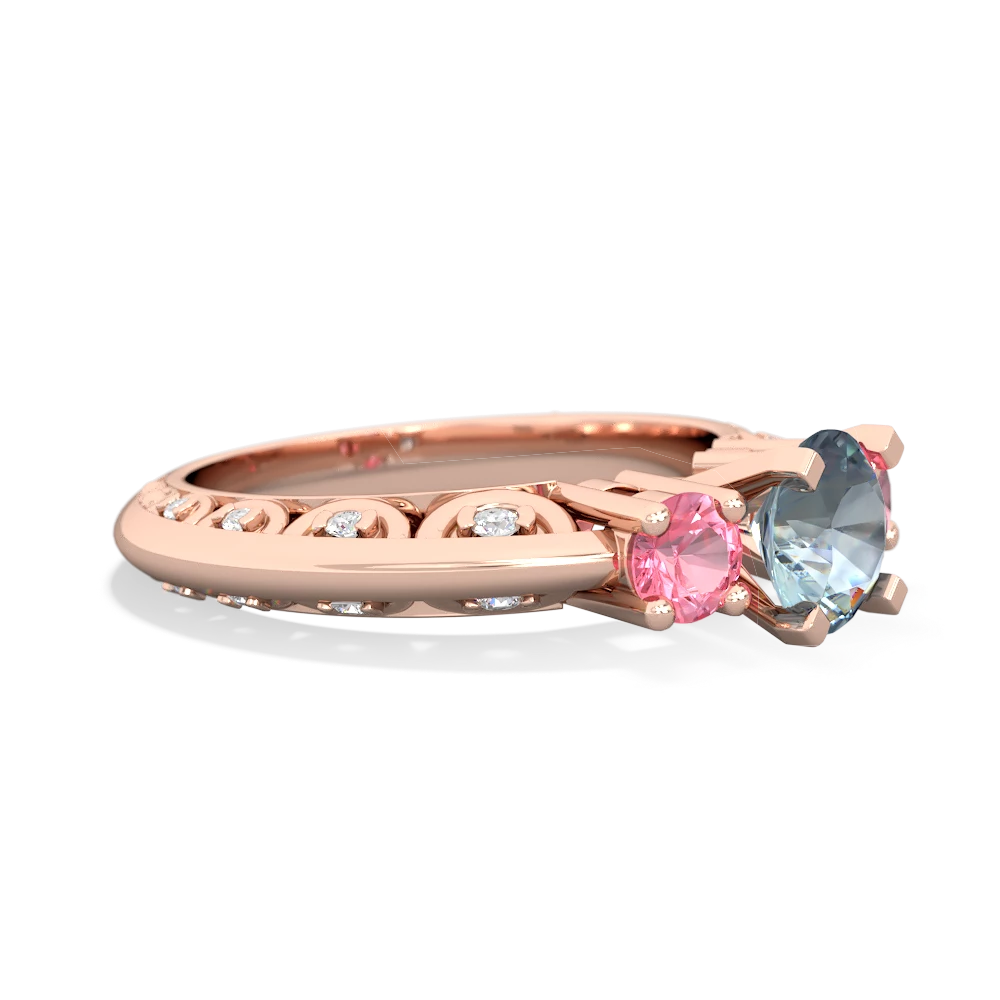 Aquamarine Art Deco Eternal Embrace Engagement 14K Rose Gold ring C2003