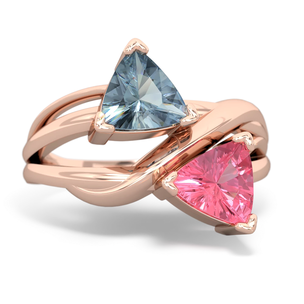 Aquamarine Split Band Swirl 14K Rose Gold ring R2341