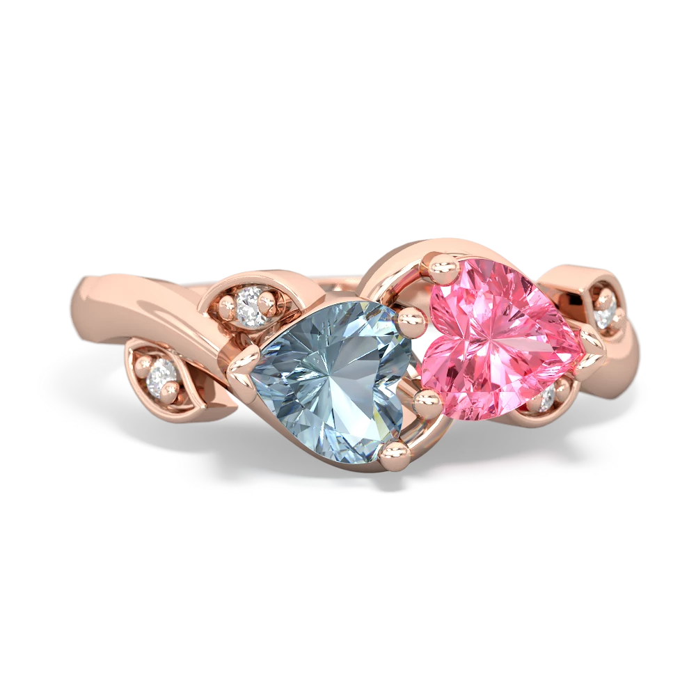 Aquamarine Floral Elegance 14K Rose Gold ring R5790