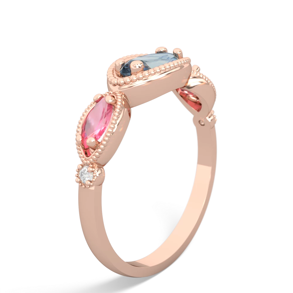 Aquamarine Milgrain Marquise 14K Rose Gold ring R5700