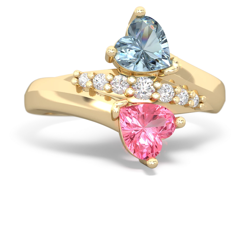 Aquamarine Heart To Heart 14K Yellow Gold ring R2064